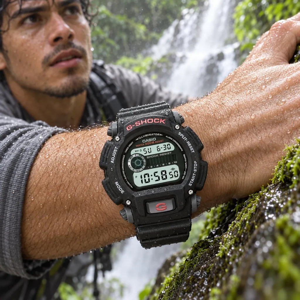 Casio G-Shock DW-9052, negro en la muñeca