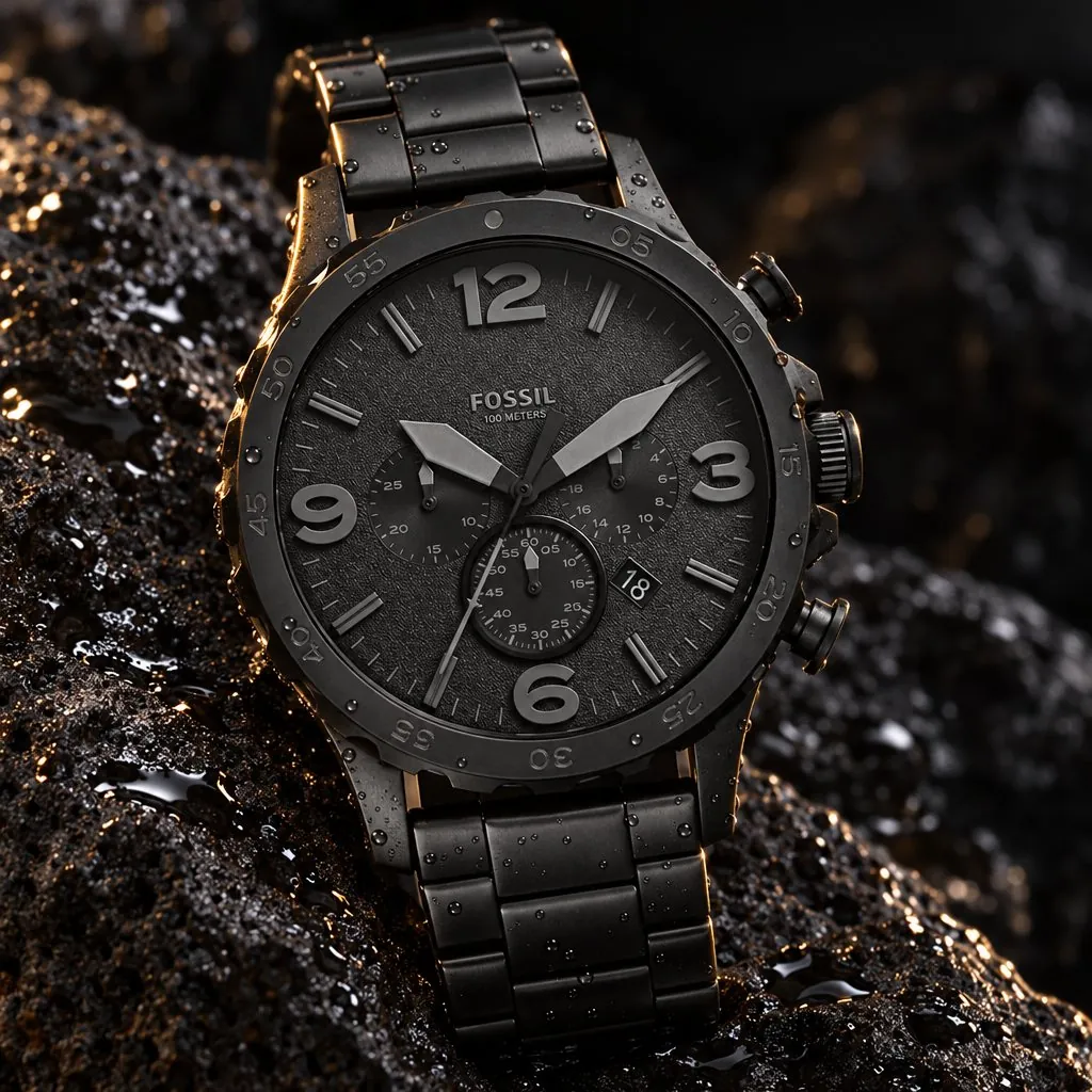 Fossil Nate cronógrafo, negro (JR1401)