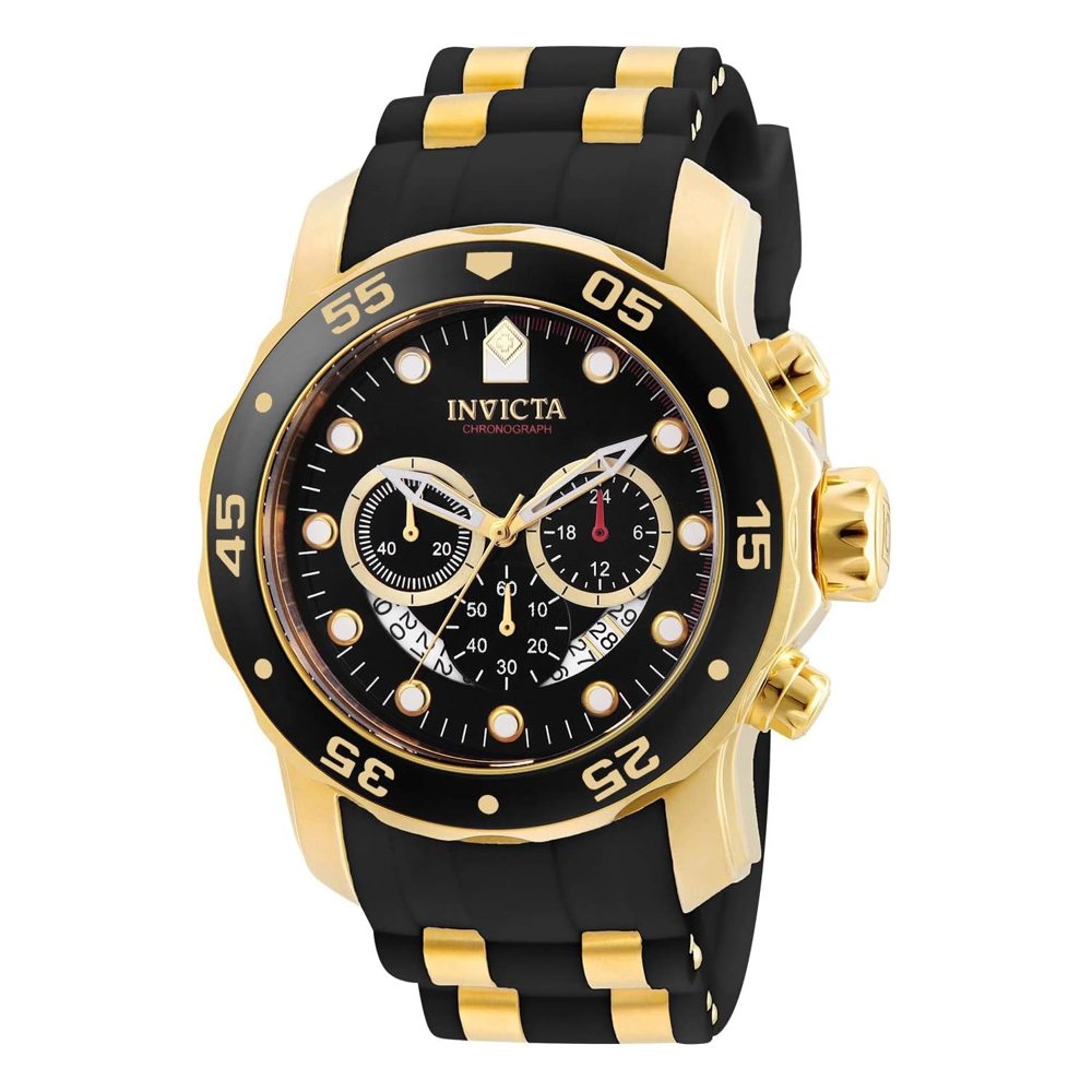 Invicta Pro Diver cronógrafo, negro y oro con correa (6981), foto del producto