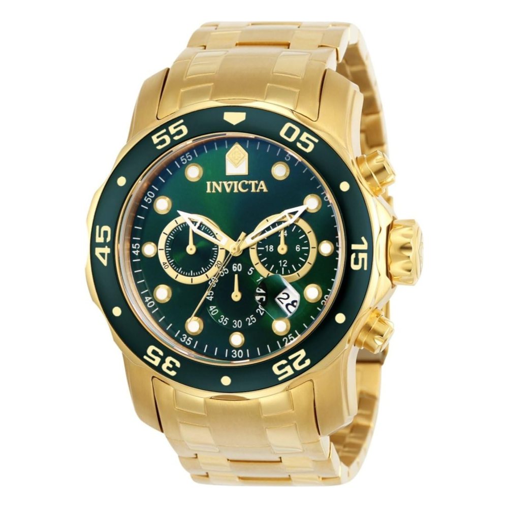 Invicta Pro Diver cronógrafo, oro con esfera verde (0075), foto del producto