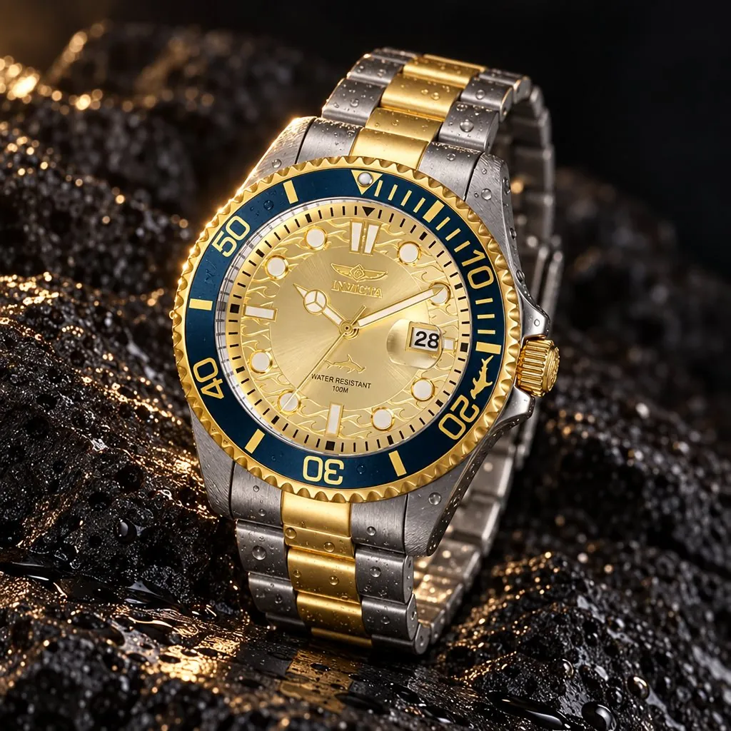 Invicta Pro Diver de cuarzo, dos tonos con esfera dorada (30022)