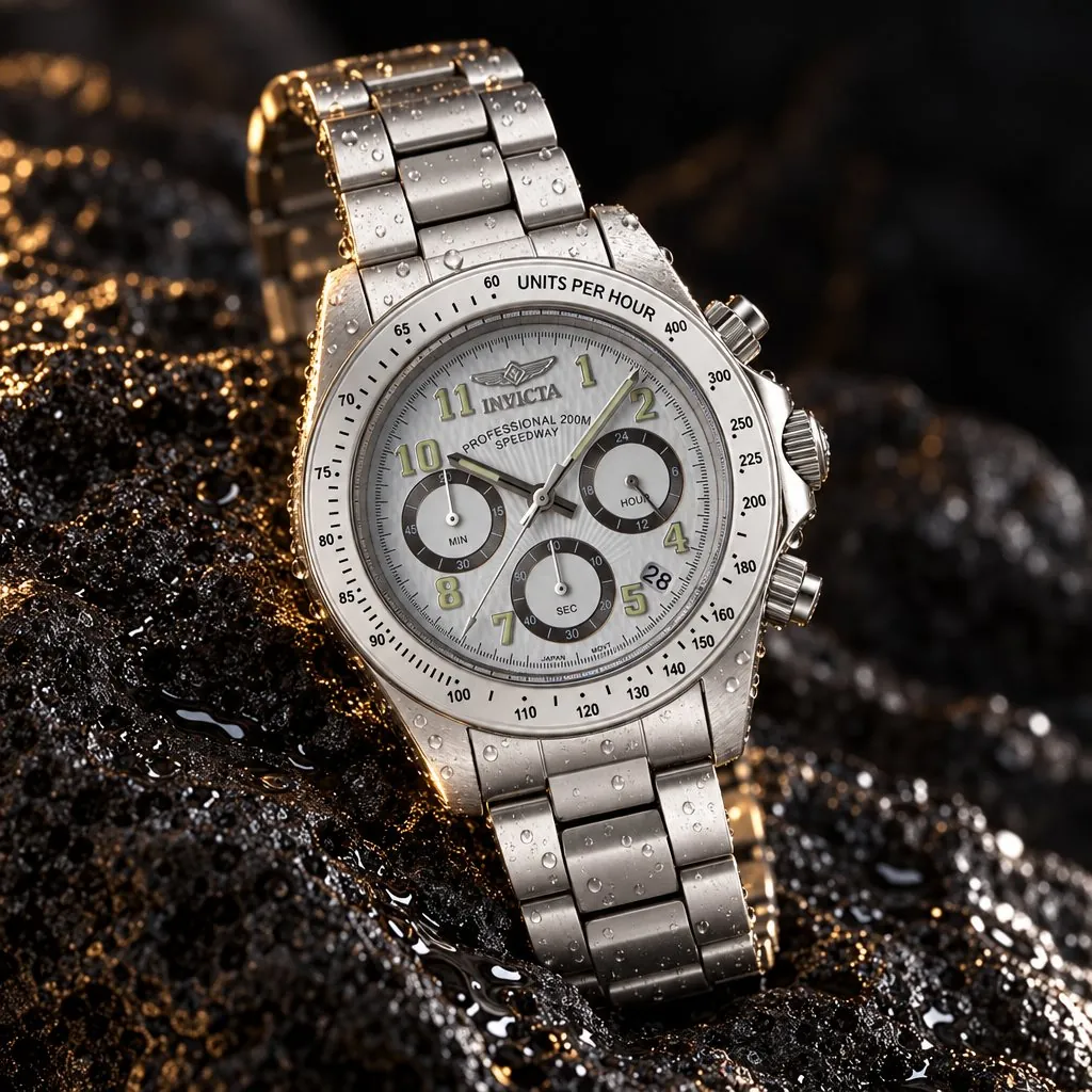 Invicta Speedway cronógrafo, acero con esfera blanca (17023)