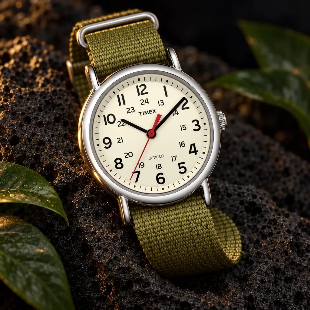 Timex Weekender 38 mm, correa de tela verde (T2N651)